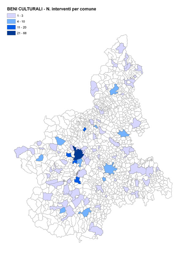 Numero interventi per comune - BENI CULTURALI